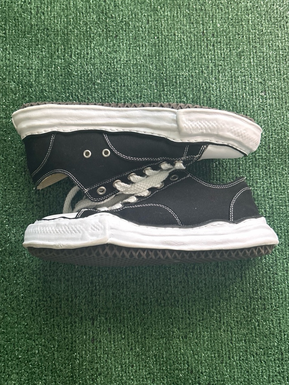 Black Canvas Low-Top Sneakers with White Soles